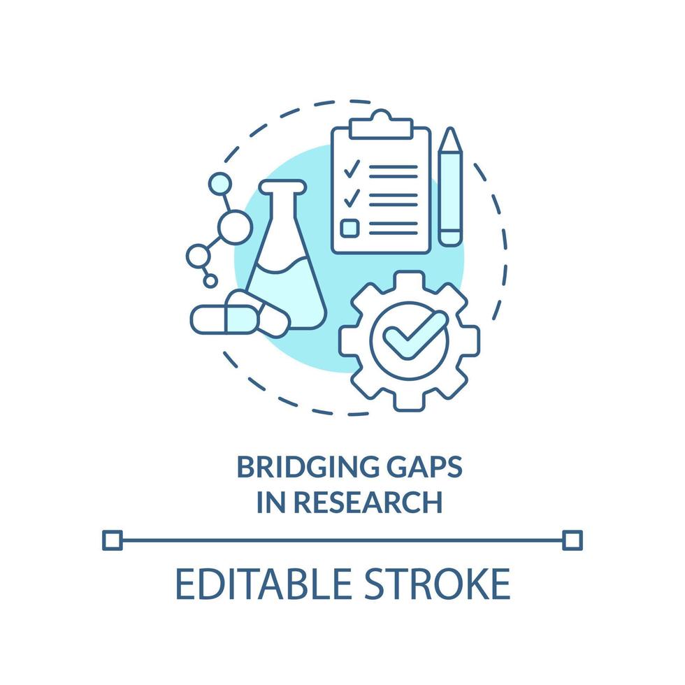 Bridging gaps in research turquoise concept icon. Goal for pandemic preparedness plan abstract idea thin line illustration. Isolated outline drawing. Editable stroke. vector