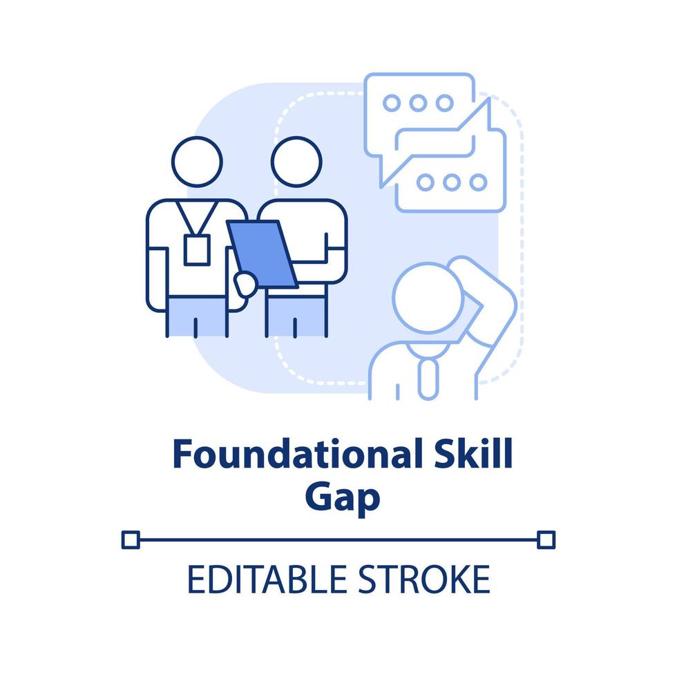 Foundational skill gap light blue concept icon. Issue in higher education abstract idea thin line illustration. Isolated outline drawing. Editable stroke. vector