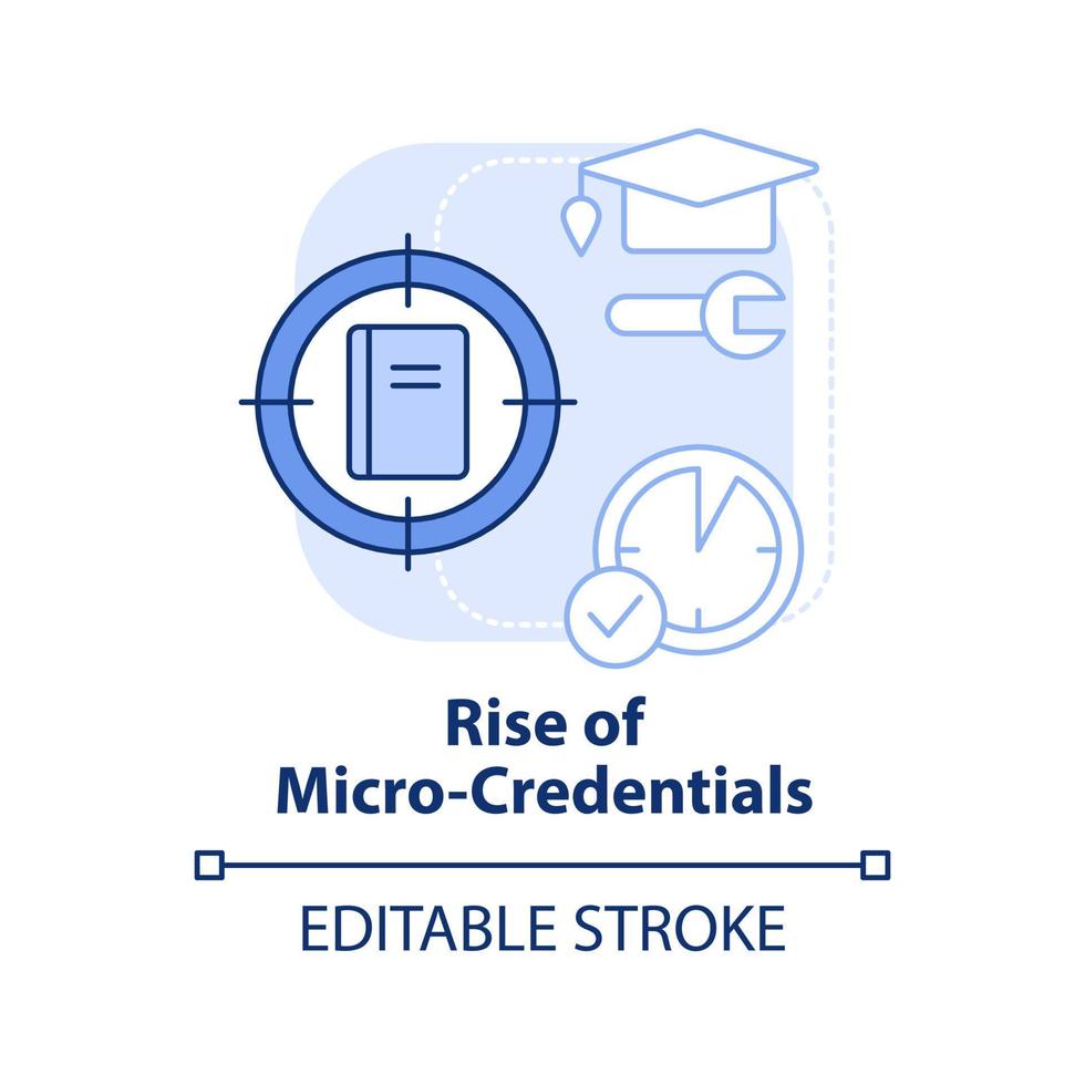 Rise of micro credentials light blue concept icon. Short course. Trend in education abstract idea thin line illustration. Isolated outline drawing. Editable stroke. vector