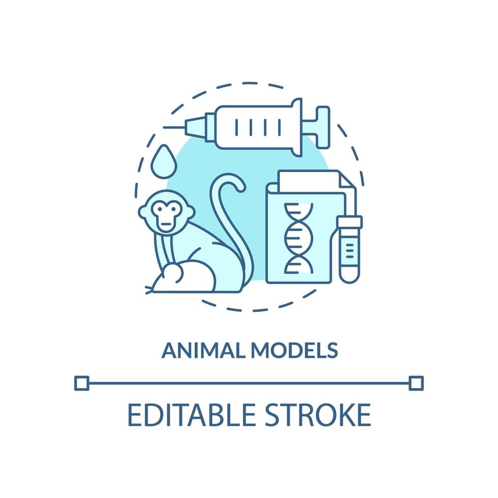 Animal models turquoise concept icon. Pandemic preparedness preclinical research abstract idea thin line illustration. Isolated outline drawing. Editable stroke. vector