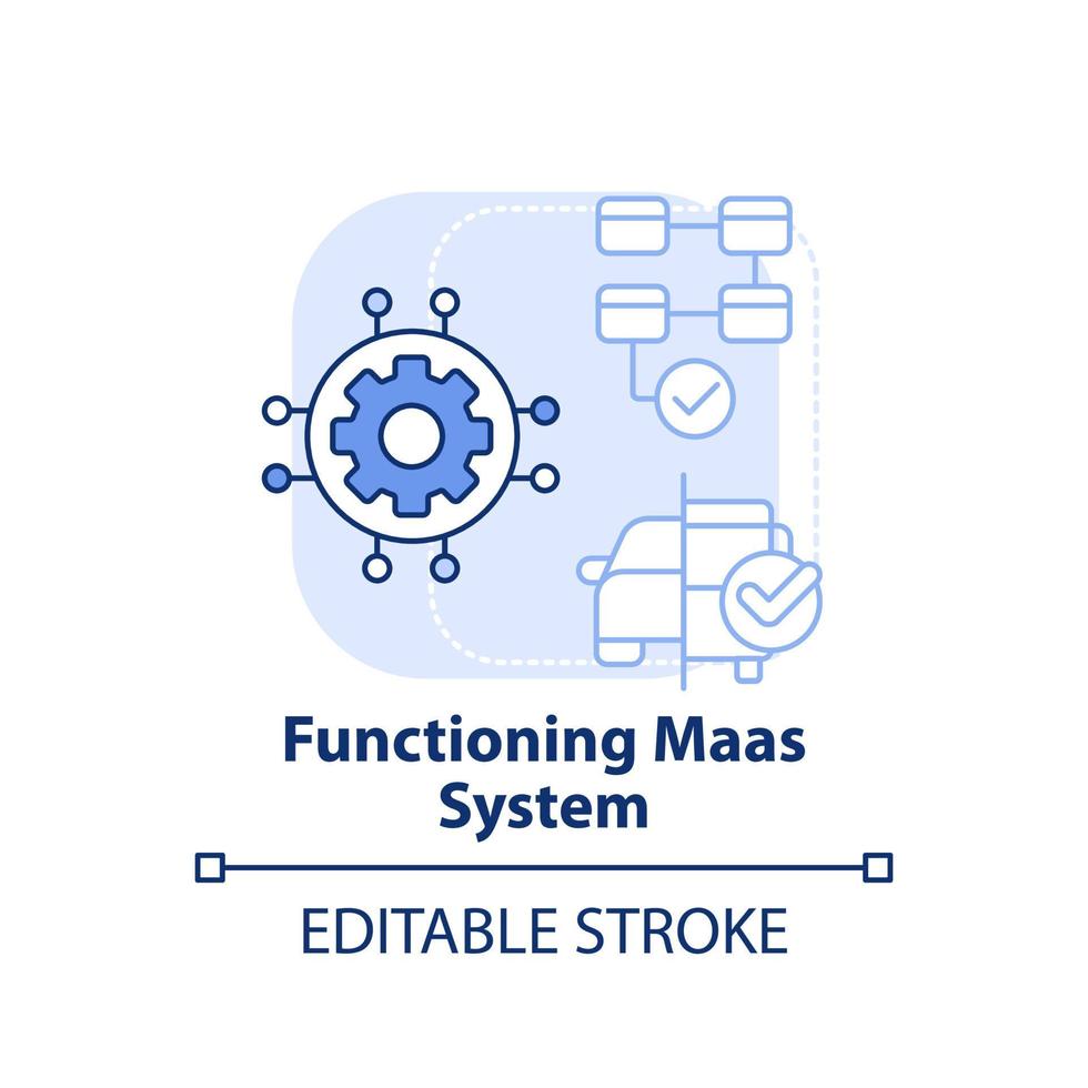 Functioning Maas system light blue concept icon. Maas introduction component abstract idea thin line illustration. Isolated outline drawing. Editable stroke. vector