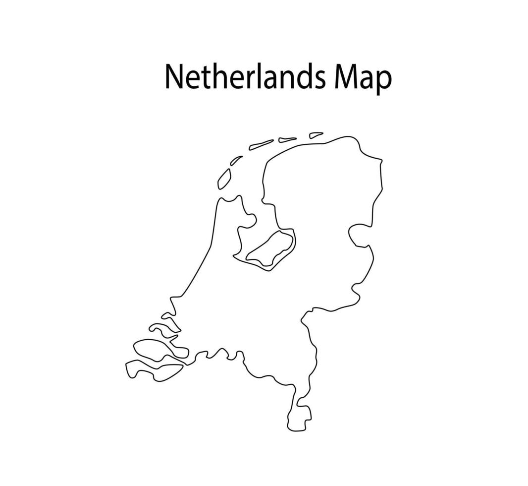 Netherlands Map Outline Vector Illustration in White Background