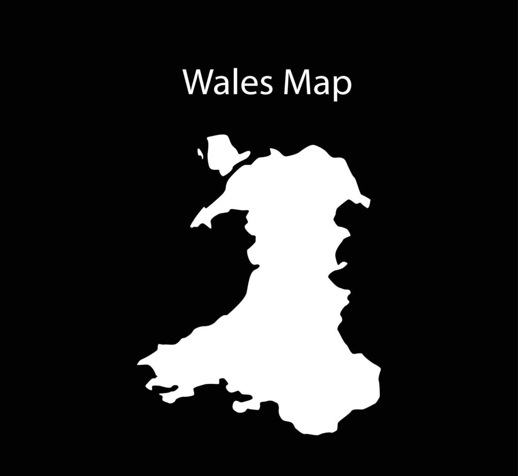 Wales Map Vector Illustration in Black Background