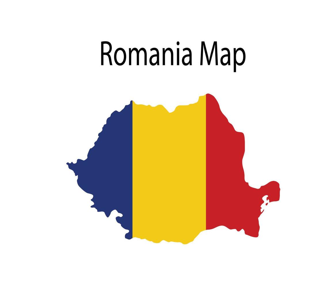 Romania Map Vector Illustration in National Flag Background