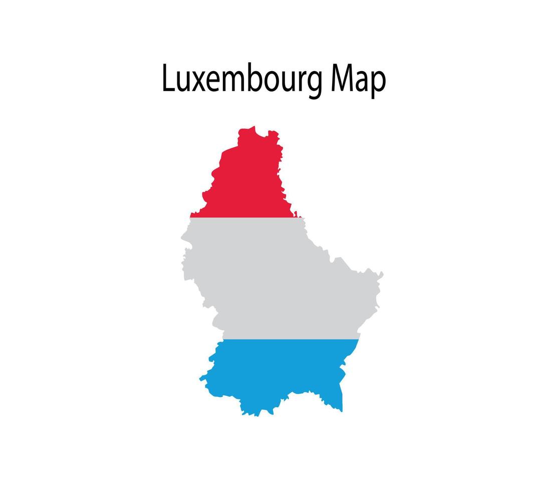 Ilustración de vector de mapa de Luxemburgo en el fondo de la bandera nacional