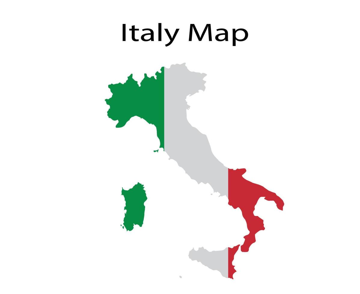Italia mapa ilustración vectorial en el fondo de la bandera nacional vector