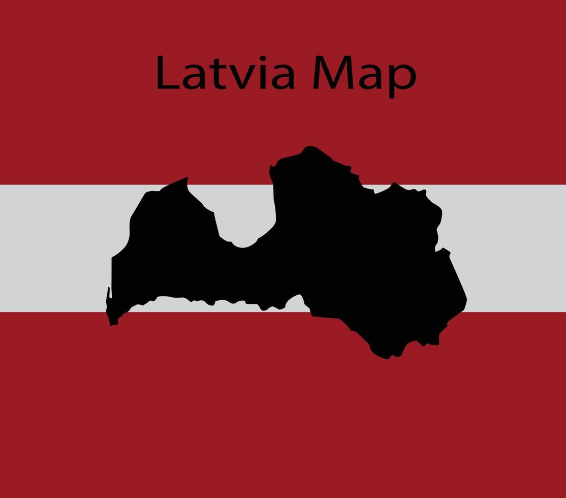 Latvia Map Vector Illustration in National Flag Background