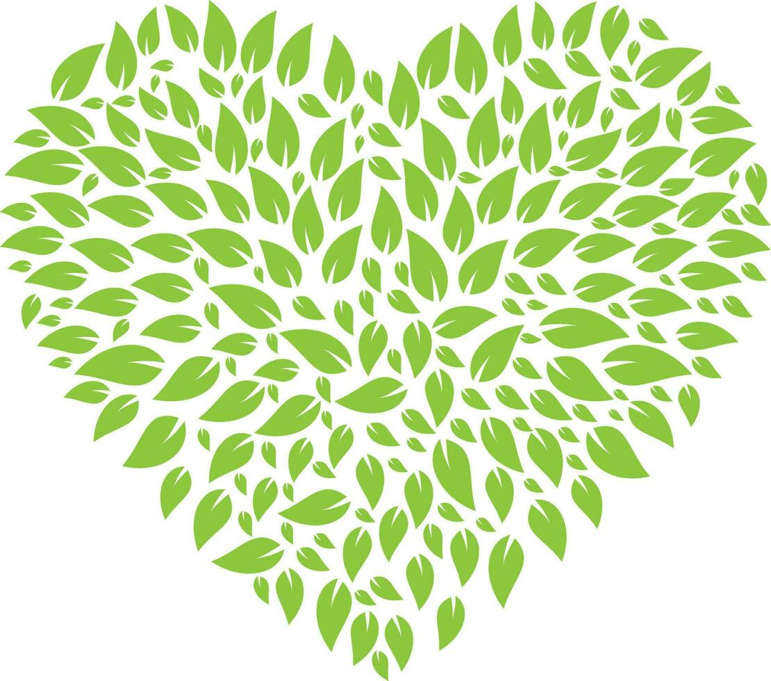 Leaves heart shape logo design. vector