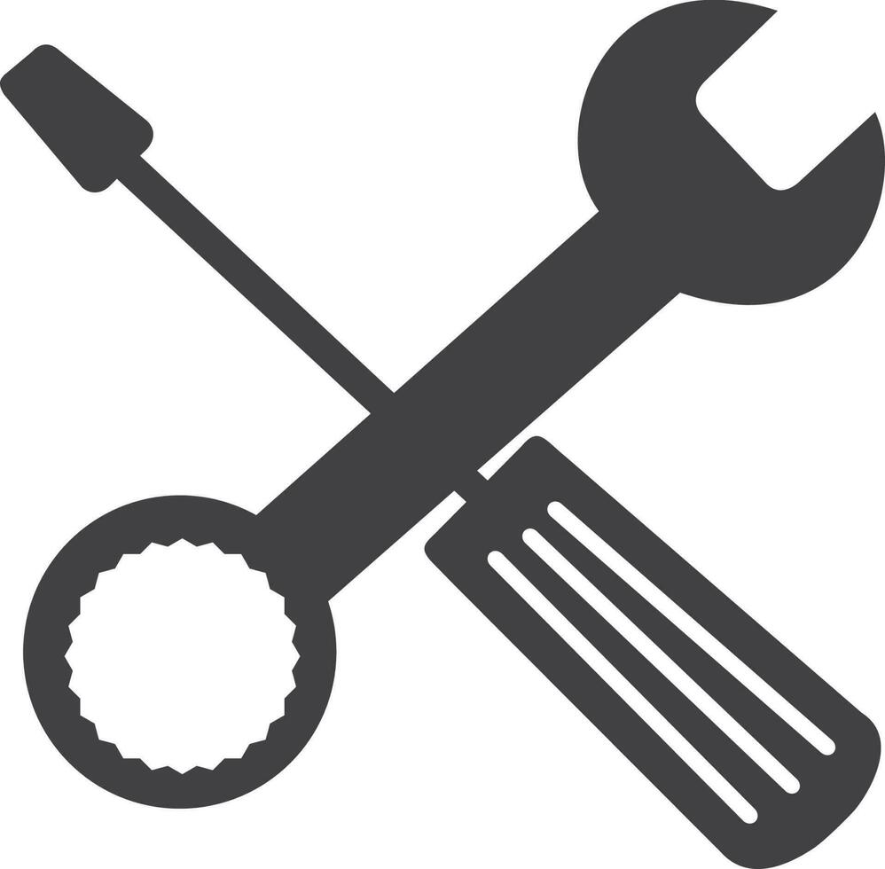 Wrench and screwdriver technical repair service logo. vector