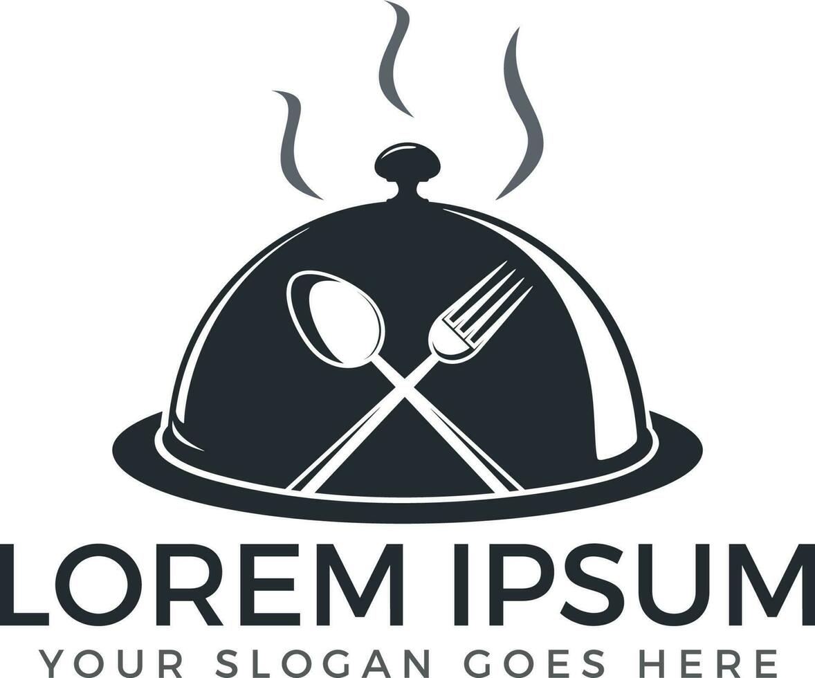 Chef logo vector design. Icon of dinner hat with fork and spoon. Vector symbol for menu restaurant cafe bistro.