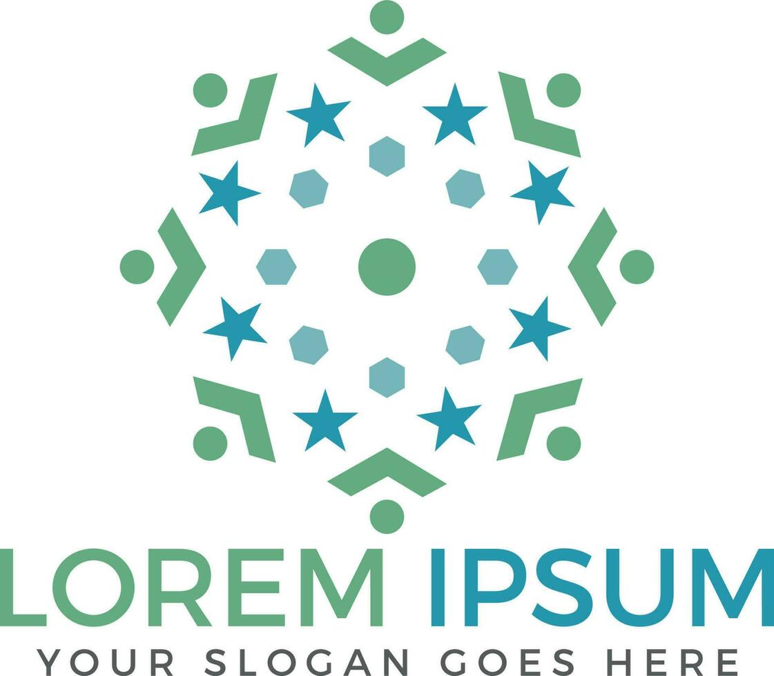 Human character vector logo. Group and teamwork logo.