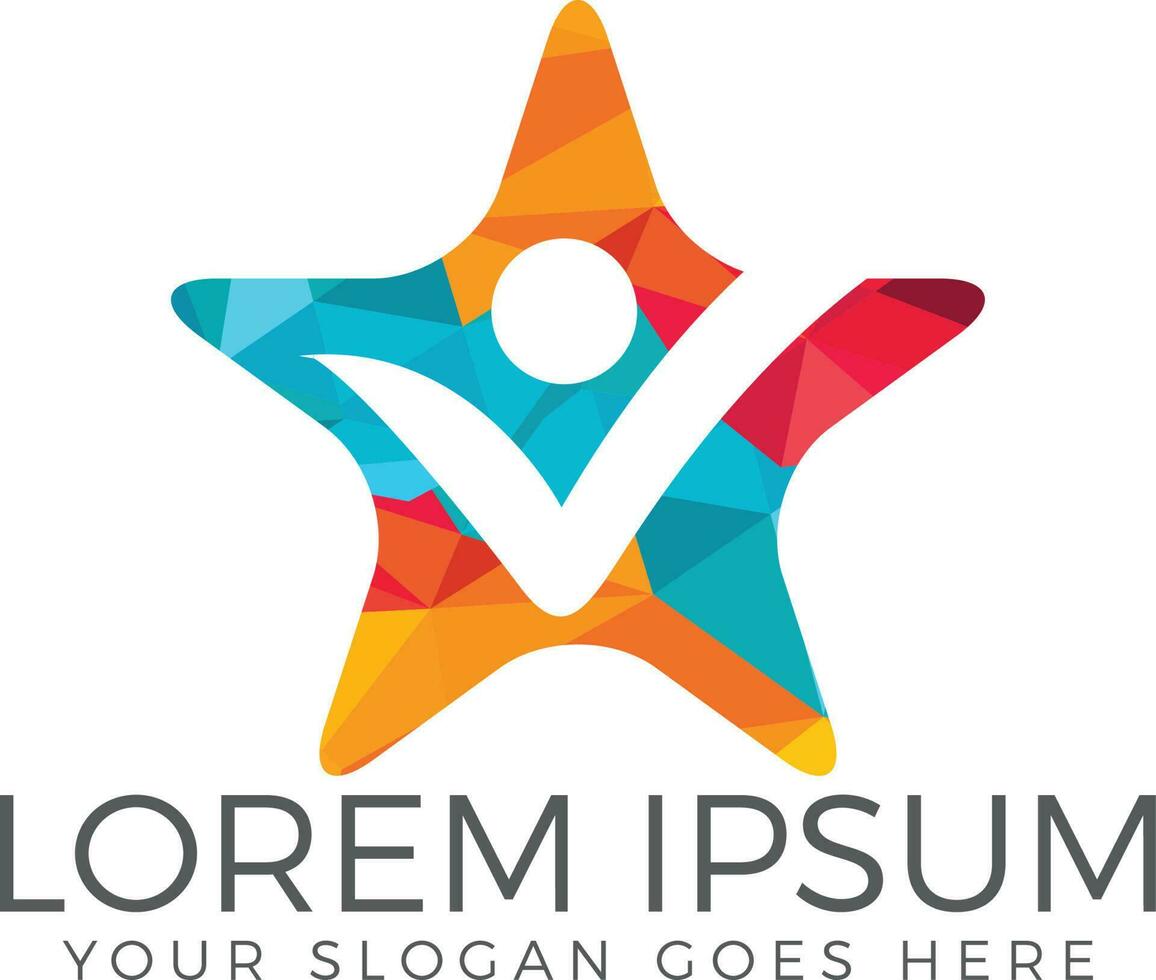Happy human star shape vector logo design.