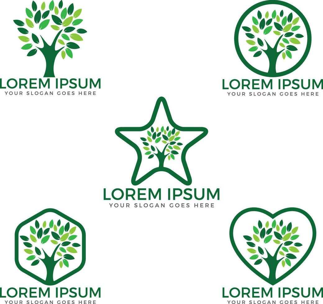 diseño de logotipos de conjunto de vectores de árbol.