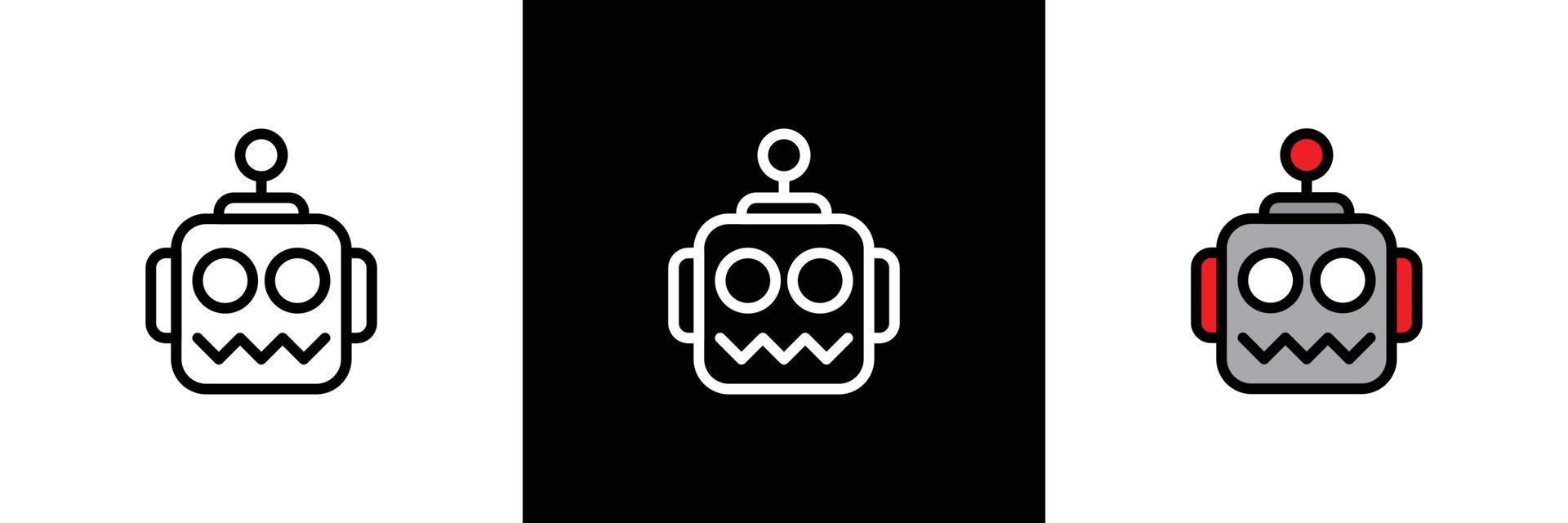 Set of Cute Robot Head Face Icon Flat Vector Illustration