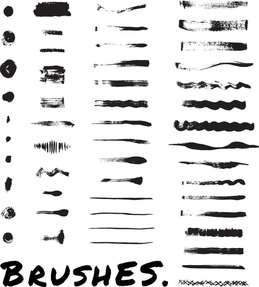 Vintage Grunge Ink Paint Brush Hand-Drawn Texture Vector Collection Bundle Set