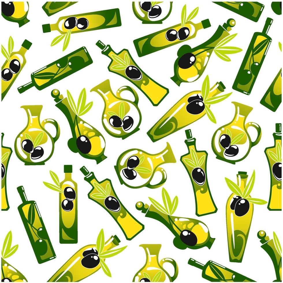 Olive oil bottles seamless pattern vector