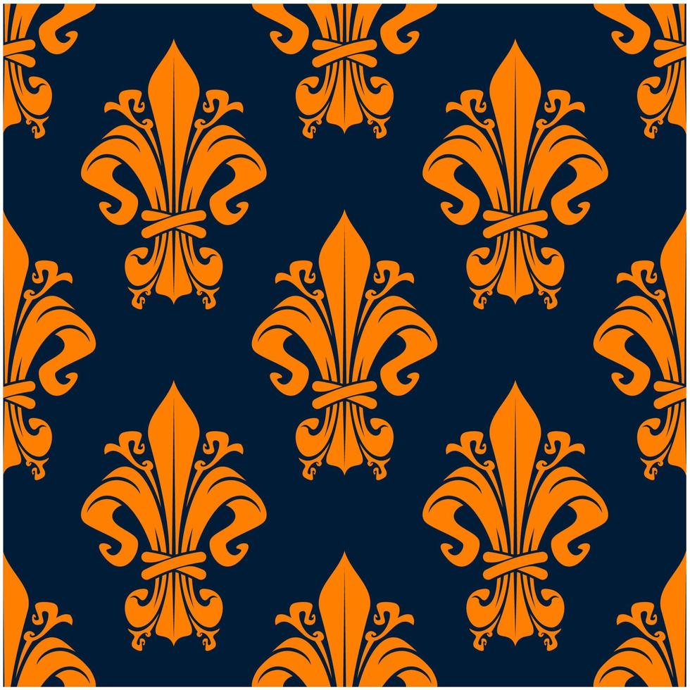 Medieval floral seamless pattern with fleur-de-lis vector