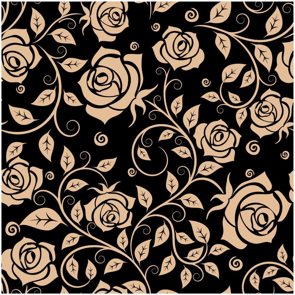 retro, rosas, floral, seamless, patrón vector