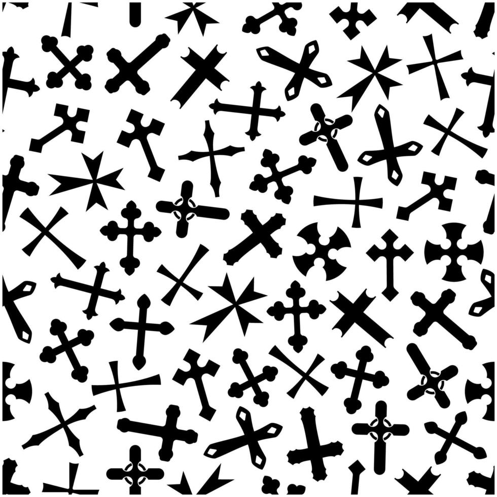 Black and white crucifix crosses pattern vector