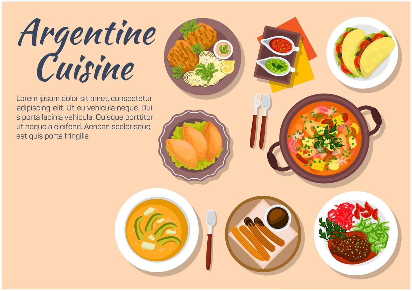 platos autenticos de la cocina argentina vector