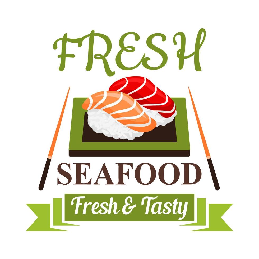 Japanese nigiri sushi icon for seafood menu design vector
