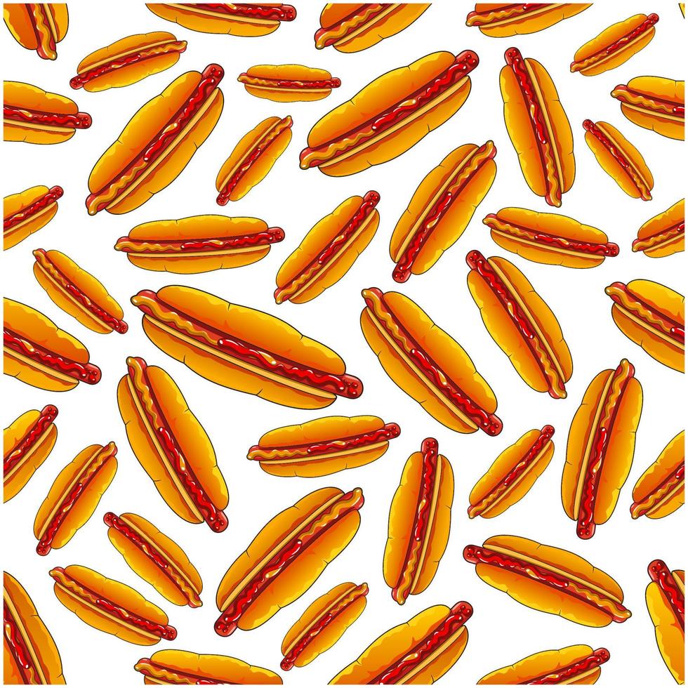 Seamless homemade hot dogs pattern background vector