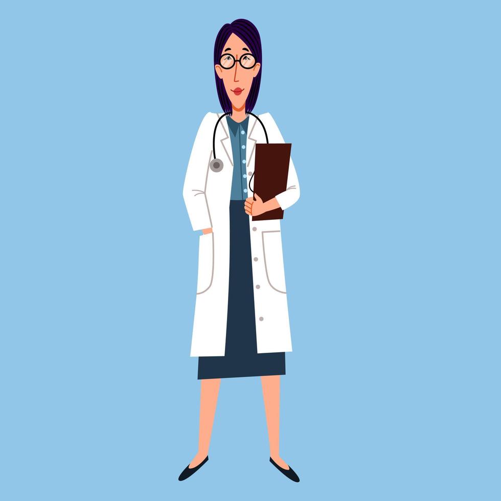 el personaje de una doctora europea de cuerpo entero. vector