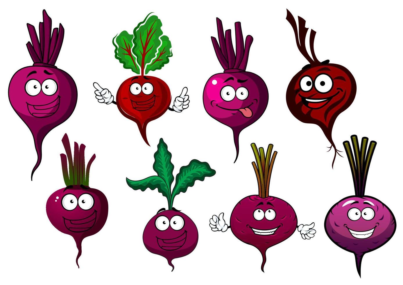 vegetales de remolacha púrpura aislados de dibujos animados vector