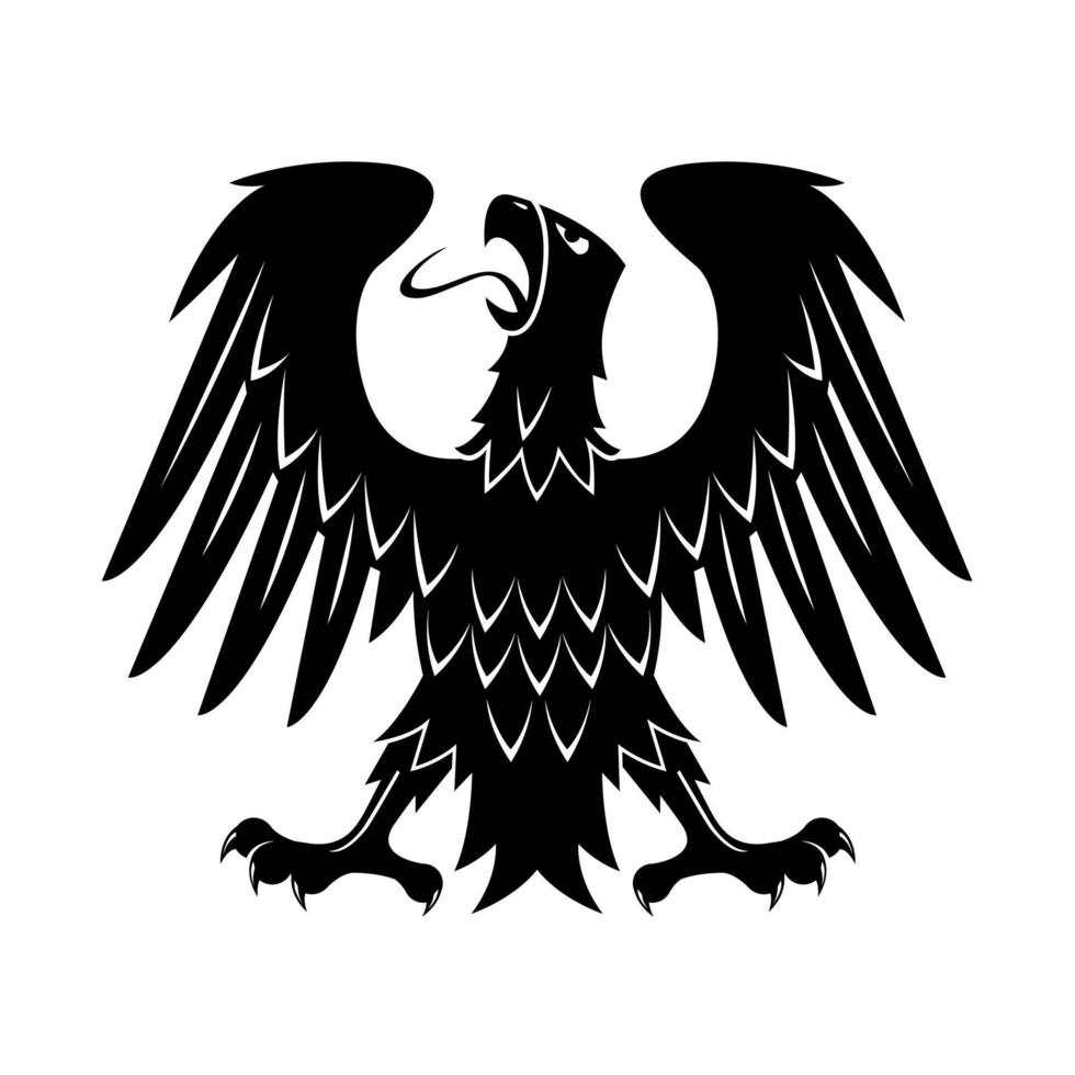 Heraldic eagle with raised wings, turned head vector