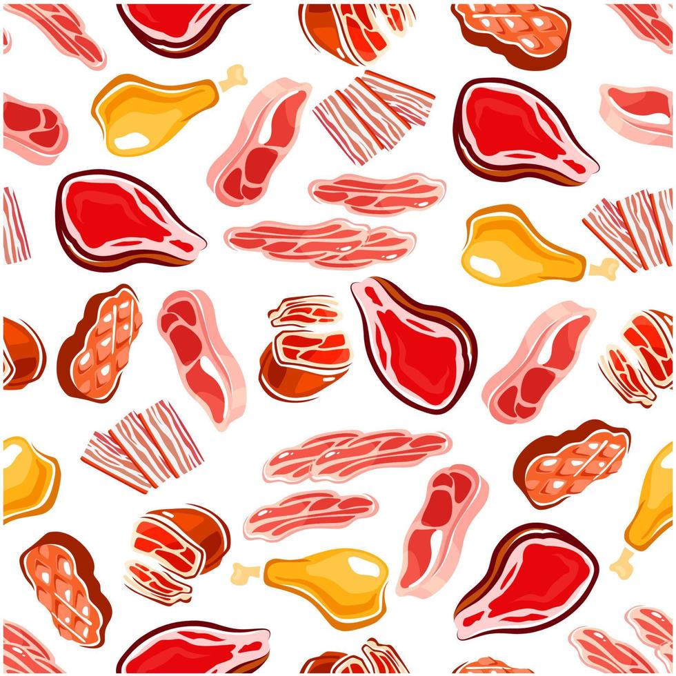 Fresh meat products seamless pattern vector