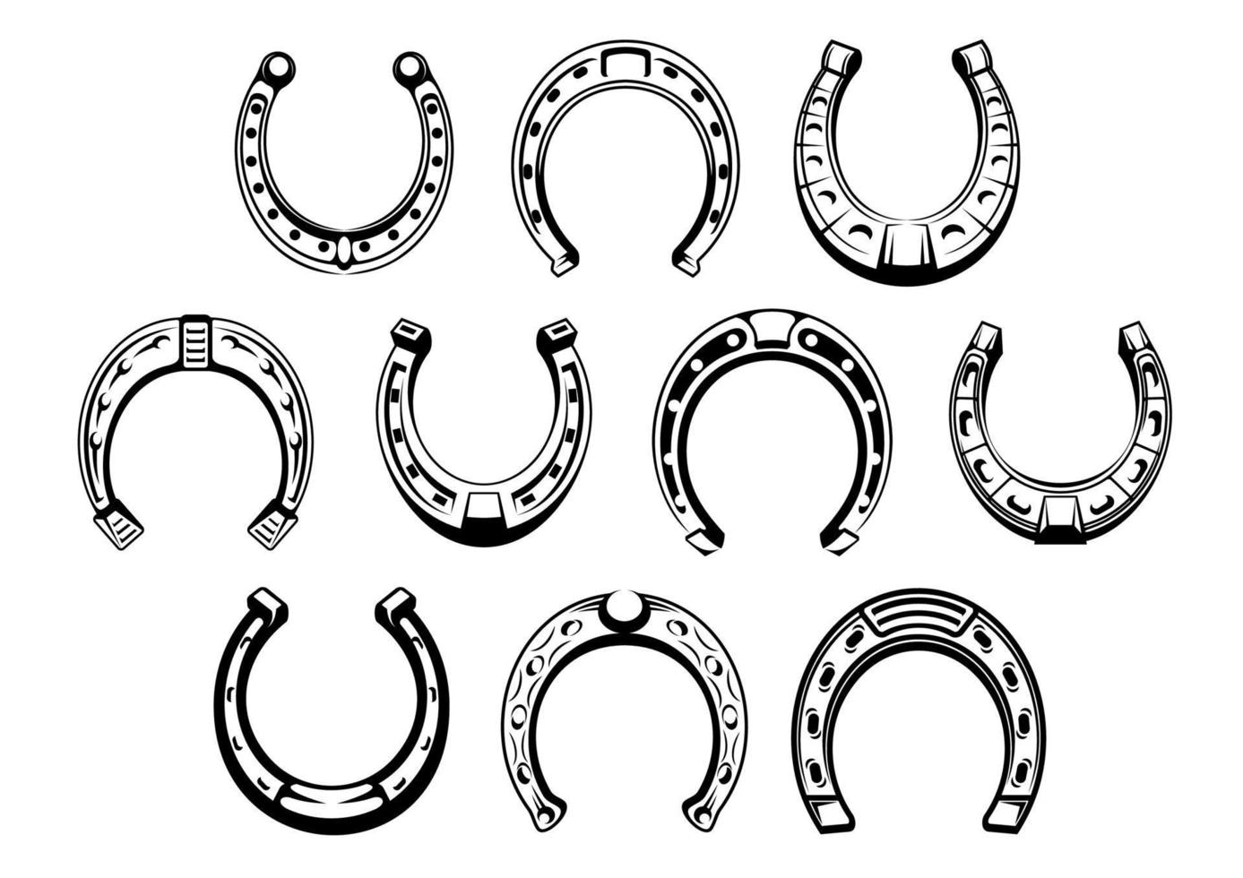 símbolo retro de herraduras de la suerte para el diseño de talismán vector