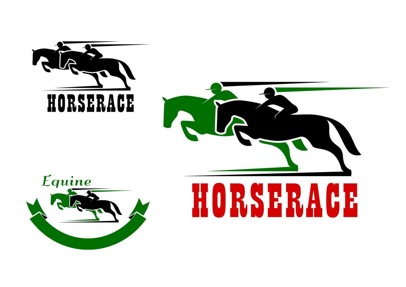 íconos de carreras de caballos y deporte ecuestre vector