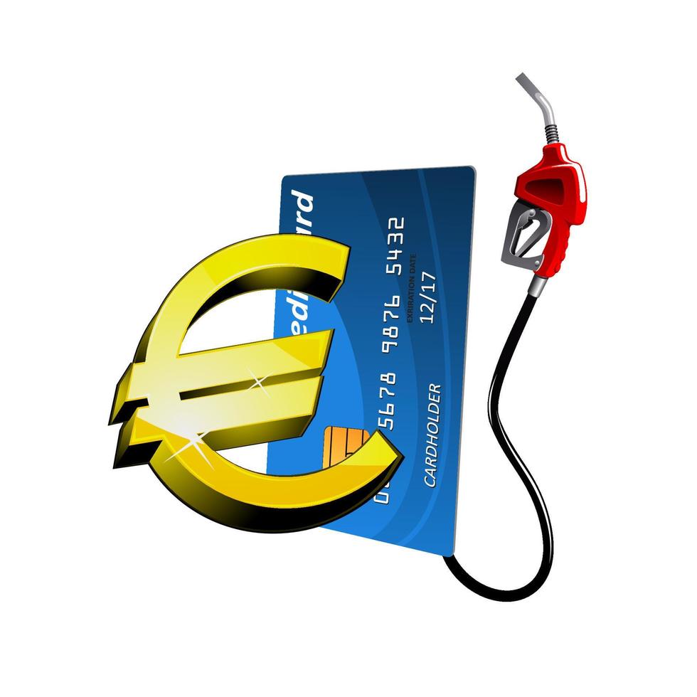 Credit card with gasoline nozzle and euro sign vector