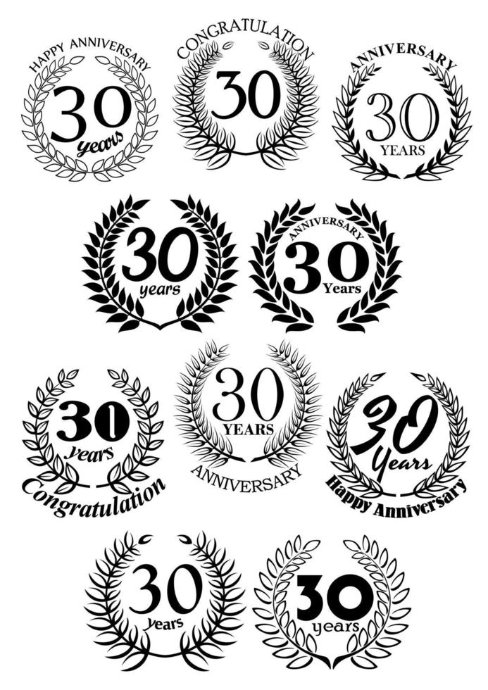Anniversary heraldic laurel wreaths symbols vector
