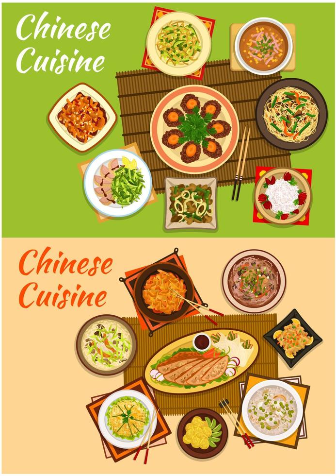 Chinese cuisine icon of signature oriental dishes vector