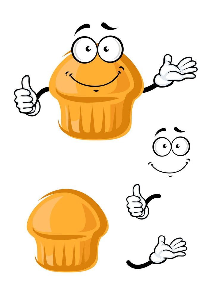 Cartoon sweet muffin with thumb up vector