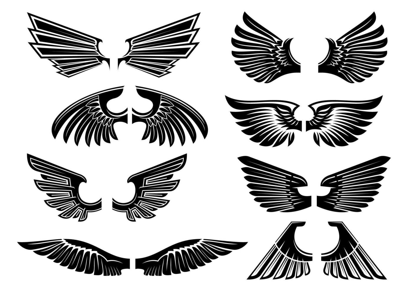 Tribal angel wings for heraldry or tattoo design vector