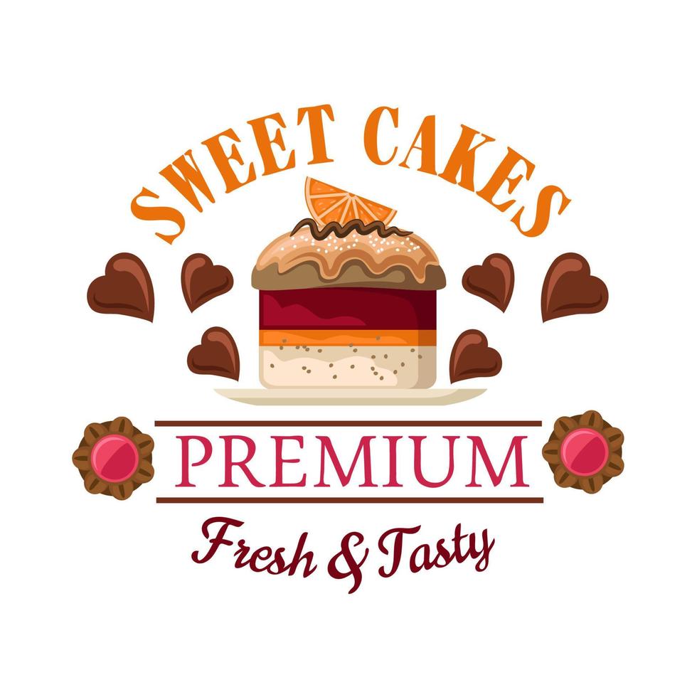 Red velvet mini cake badge for cafe menu design vector