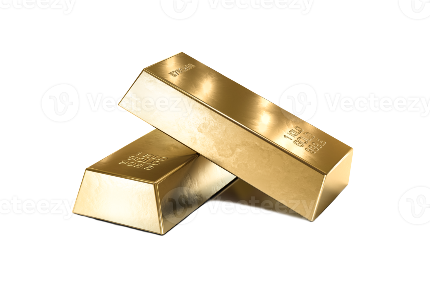 twee goud bars, financieel en reserveren van waarde concept Aan transparant achtergrond. 3d geven png