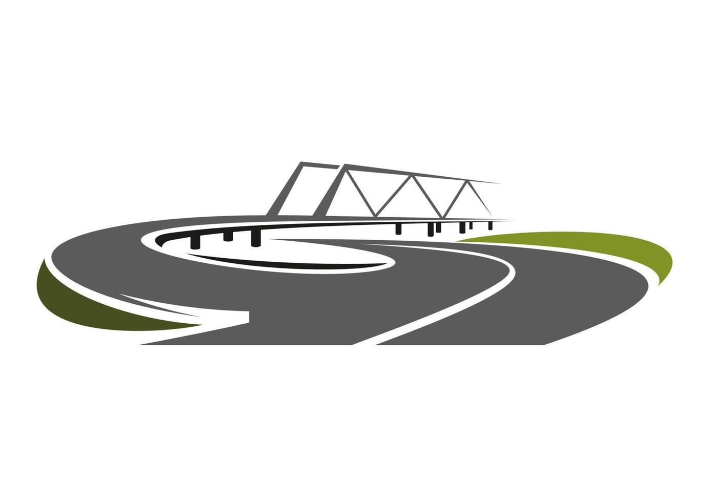 Road bridge above speed highway vector