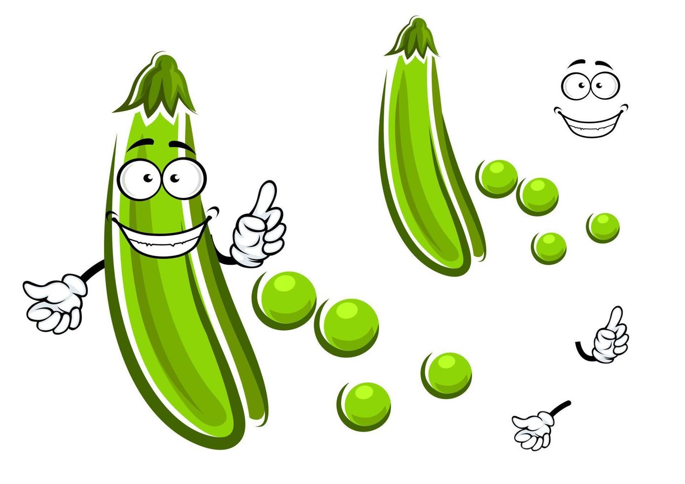 vegetal de vaina de guisante verde de dibujos animados vector