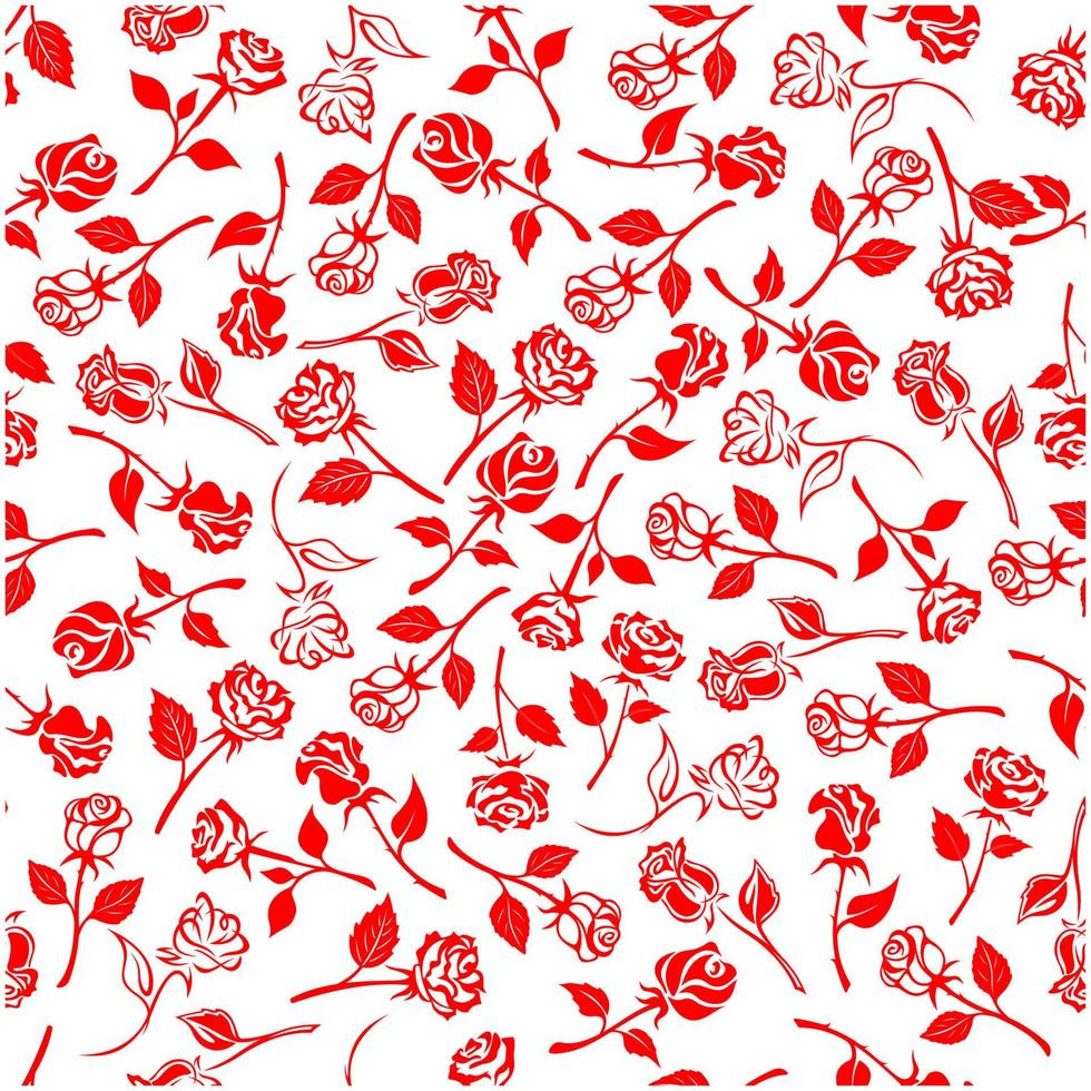 Seamless blooming roses and buds pattern vector