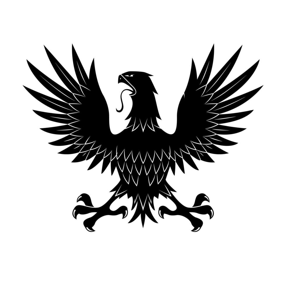Heraldic eagle in defensive pose with raised wings vector