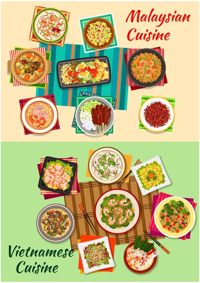 Vietnamese and malaysian cuisine icon vector