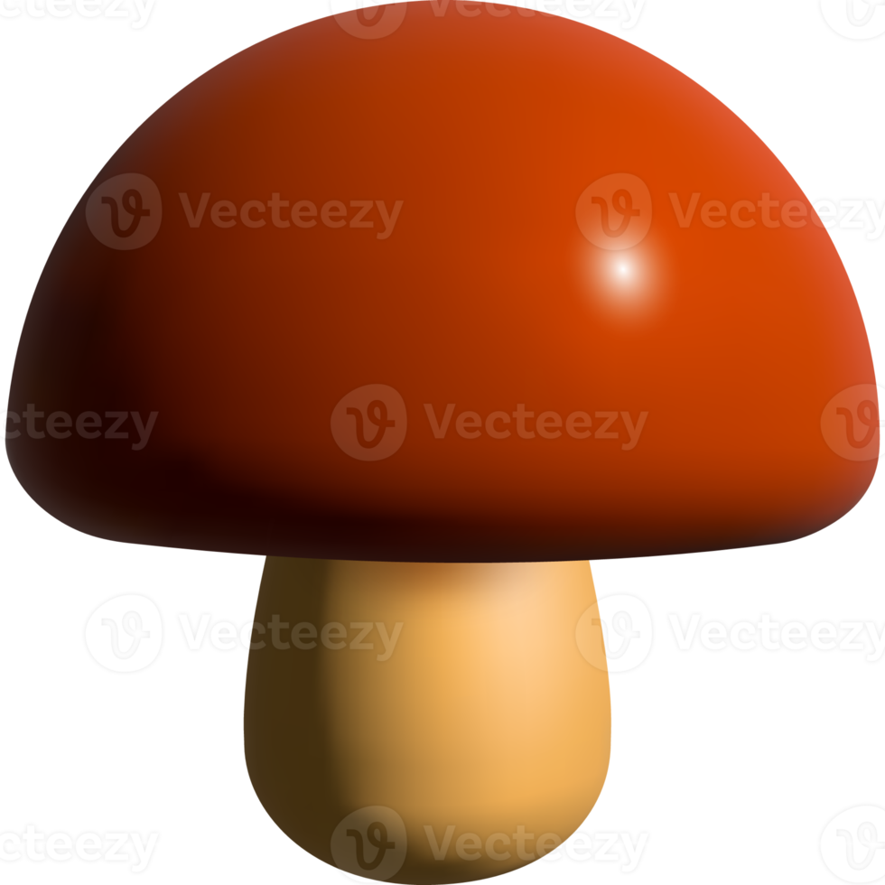 champignon brun forestier réaliste. Illustration 3D. png