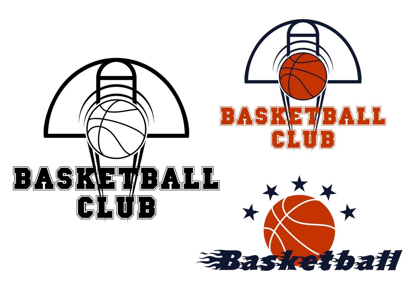 Basketball emblems with game items vector