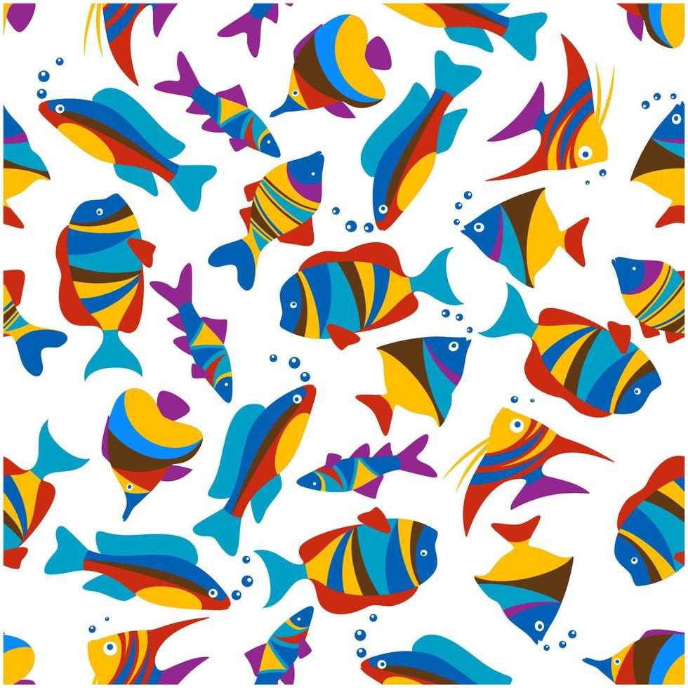 Bright colorful exotic fishes seamless pattern vector