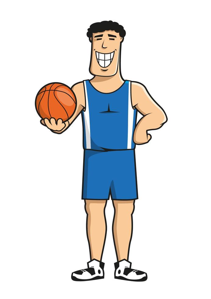 jugador de baloncesto de dibujos animados con pelota vector