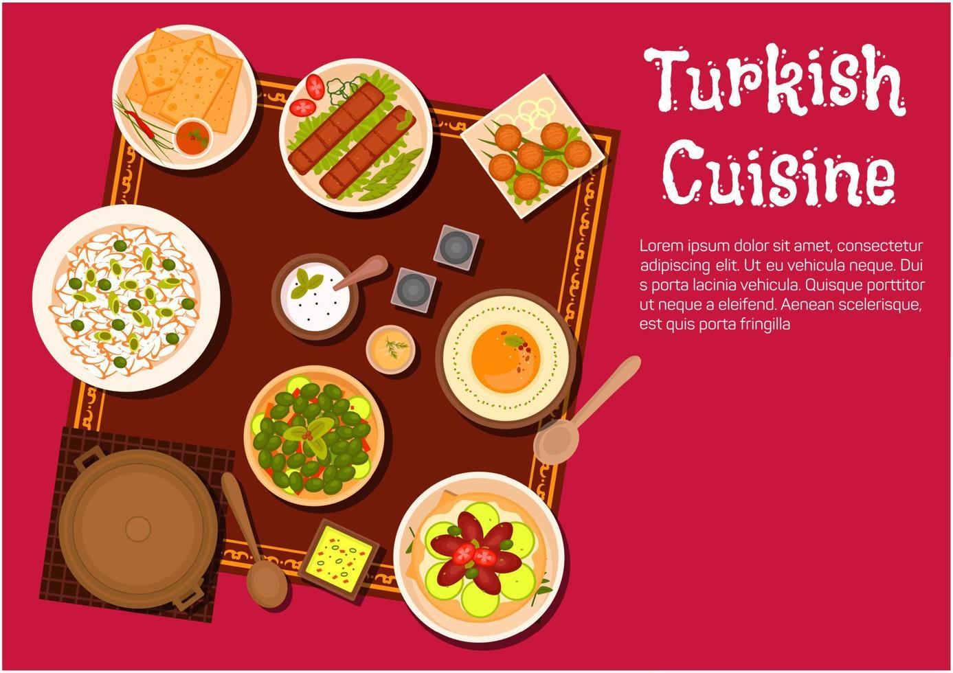Turkish cuisine food and desserts vector