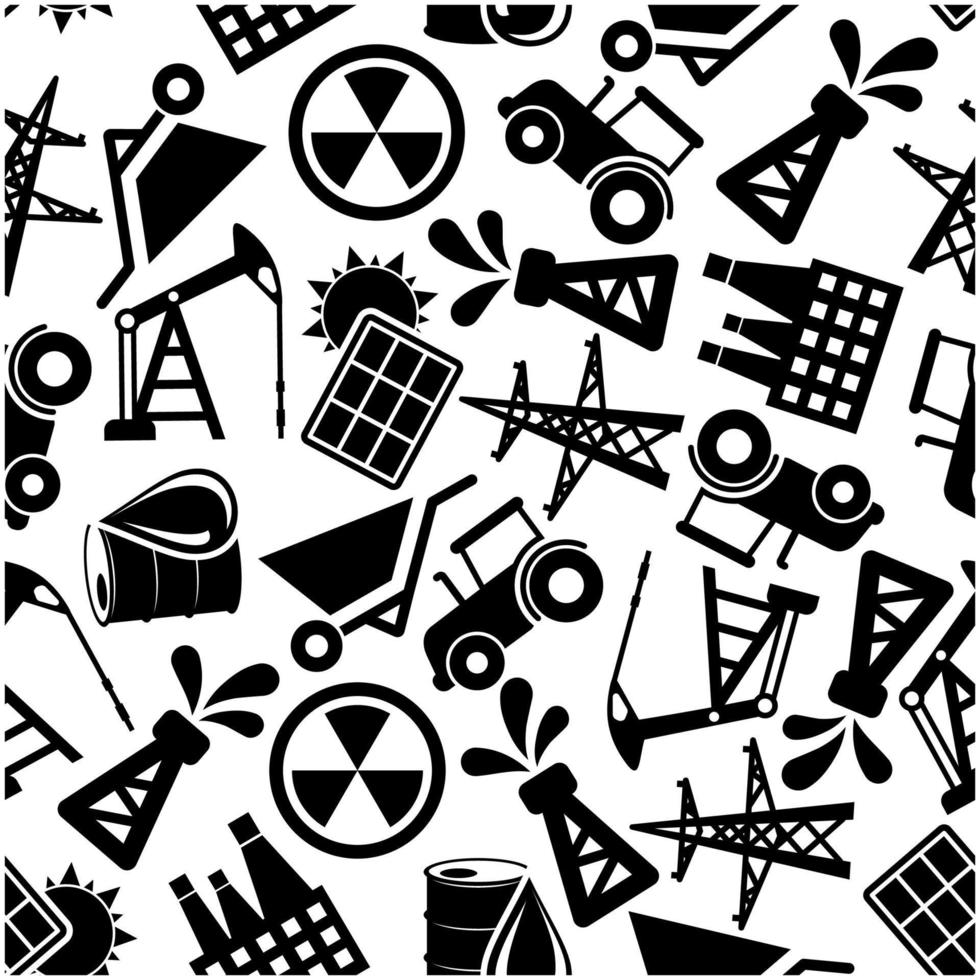 Energy resources black and white seamless pattern vector